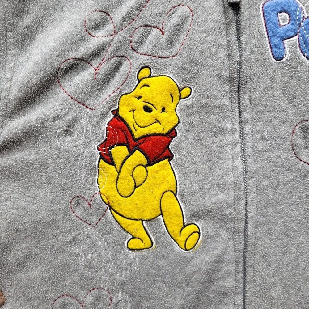 Disney Girls Jacket 4T Gray Embroidered‎ Graphic Fleece Winnie Pooh Activewear